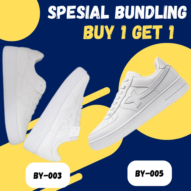 Product image Koekita - Paket Bundling Buy 1 Get 1 Sepatu Kets Sneakers Pria Dan Wanita New Trendy BY-03 & BY-05 36 PUTIH