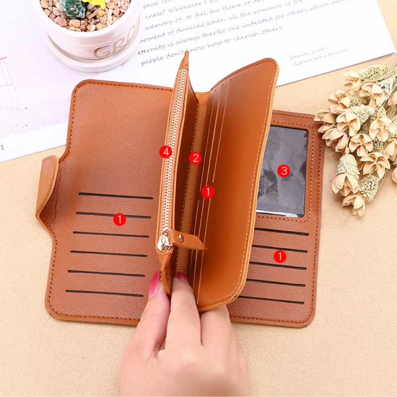 Product image KAHASIL - Dompet Lipat Wanita Panjang Kulit PU Leather KHDP25 all variant Abu-Abu