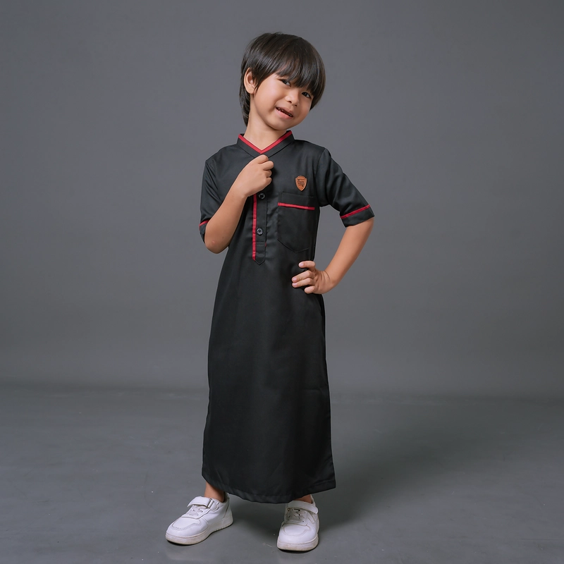 Product image Kawan Muslim - Jubah Gamis Anak Laki Laki Lengan Pendek Usia 1 Sampai 14 Tahun (JBA14) 12 HITAM