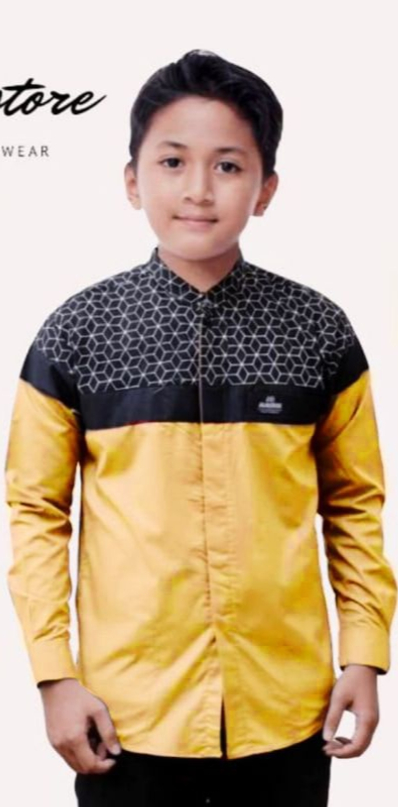 Product image Kois Batik - Baju muslim koko kombinasi batik ayah dan anak warna kunyit M Anak kobata kunyit
