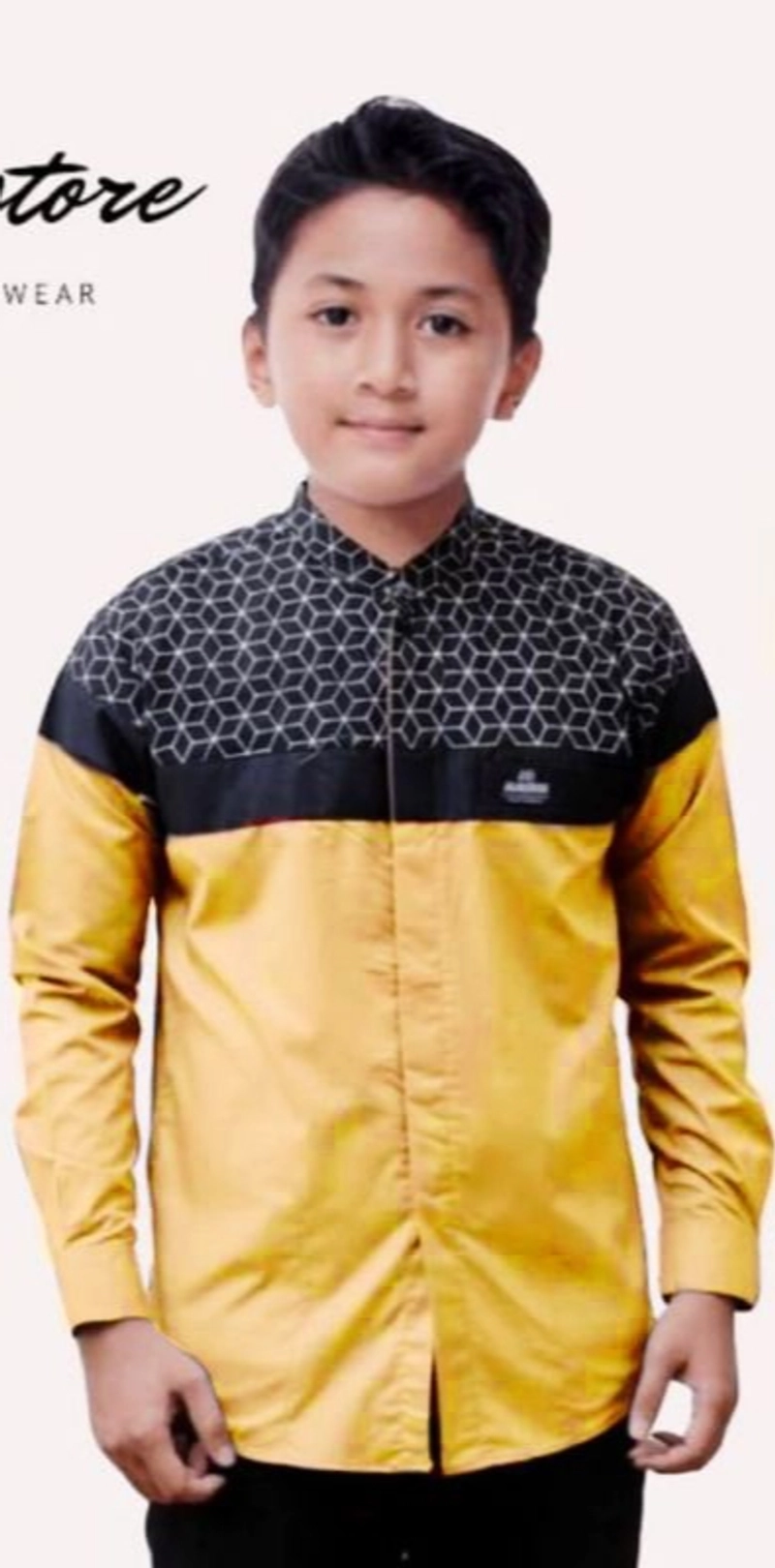 Product image Kois Batik - Baju muslim koko kombinasi batik ayah dan anak warna kunyit M Anak kobata kunyit