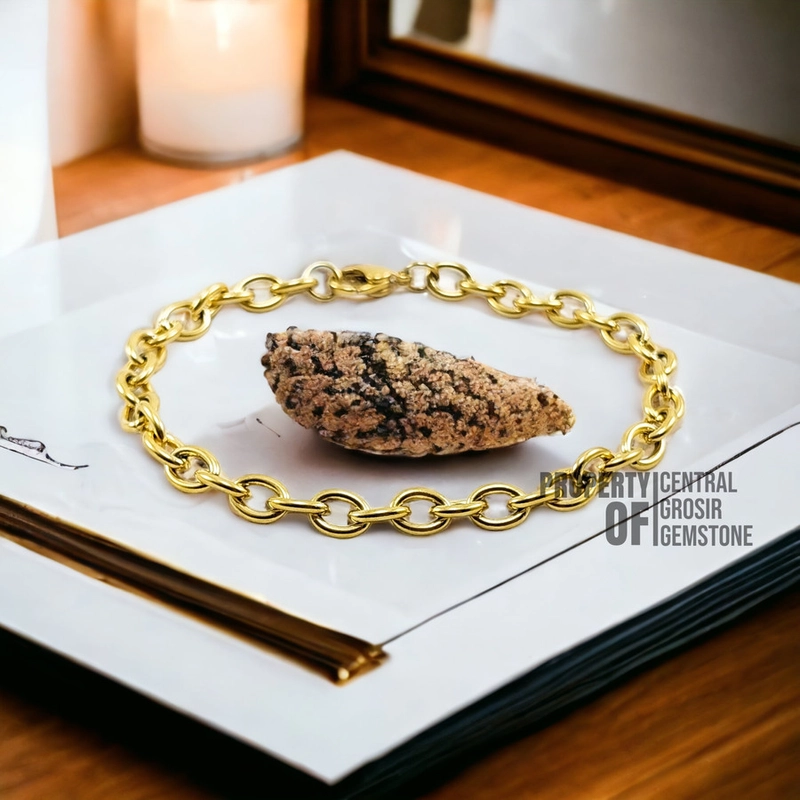 Product image CENTRAL GROSIR GEMSTONE - Gelang Titanium Asli Anti Karat Rantai Emas Gold Pria Wanita Keren 21cm Gold