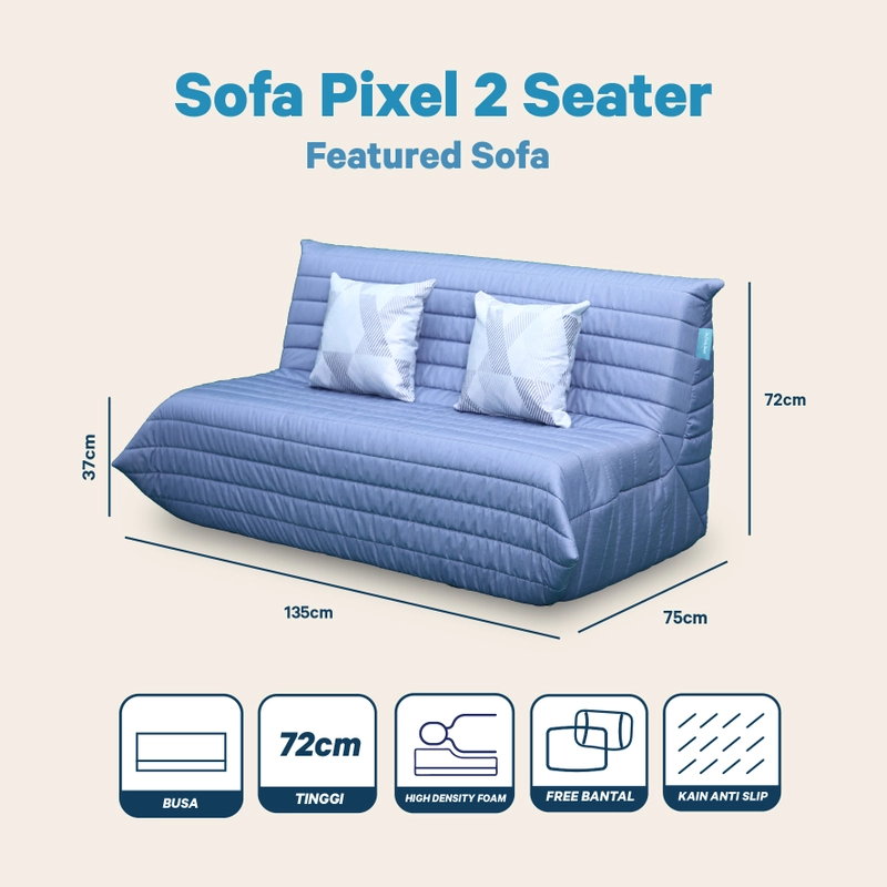 Product image Inthebox - INTHEBOX Sofa Pixel 2 Seater Free Bantal 2 Seater Biru