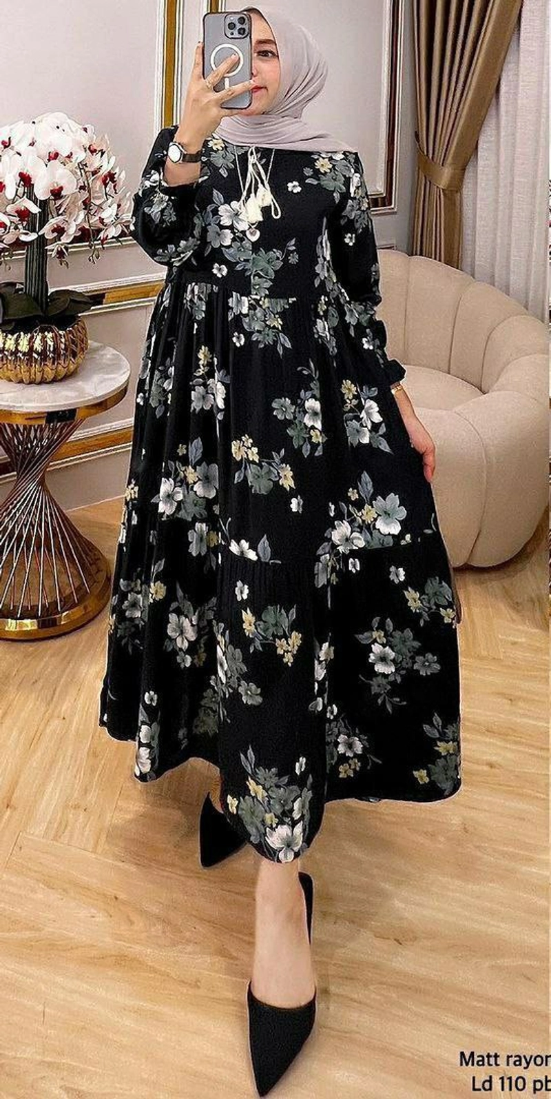 Product image Batik Alfin - Baju wanita muslim Rosse midi dress model kekinian terbaru Allsize Midi-a