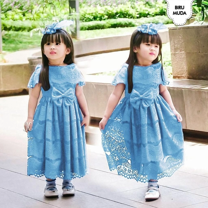 Product image maxi dress anak CALJC realpict 3-4thn birumuda
