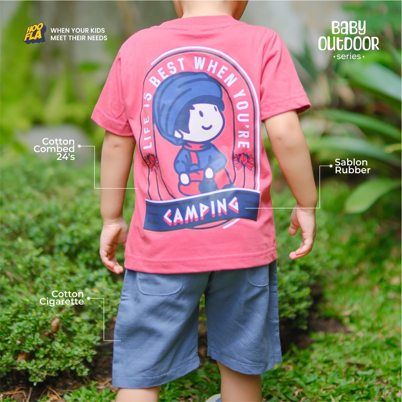 Product image Hoofla - Pakaian Anak laki-laki Baby Outdoor Series Pendek S Camping (Blush Red)