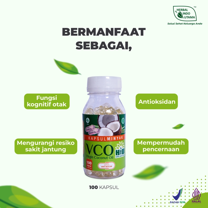 Product image Herbal Indo Utama - Virgin Coconut Oil Kapsul VCO Kapsul Minyak Kelapa Alami isi 100 Kapsul 1 Botol 100 Kapsul Kapsul Minyak