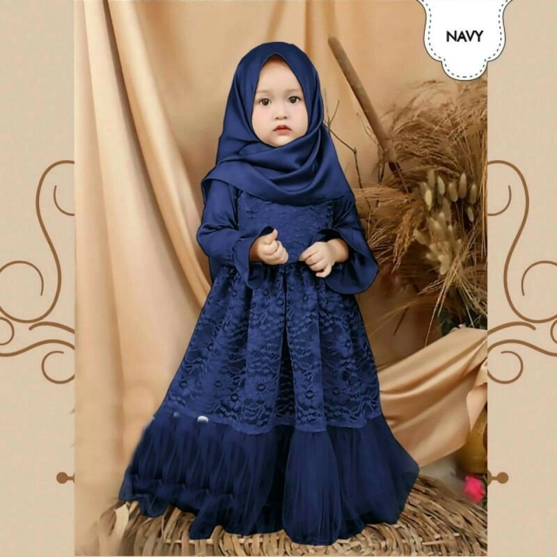 Product image gamis syari anak nafrc realpict 3-4thn navy