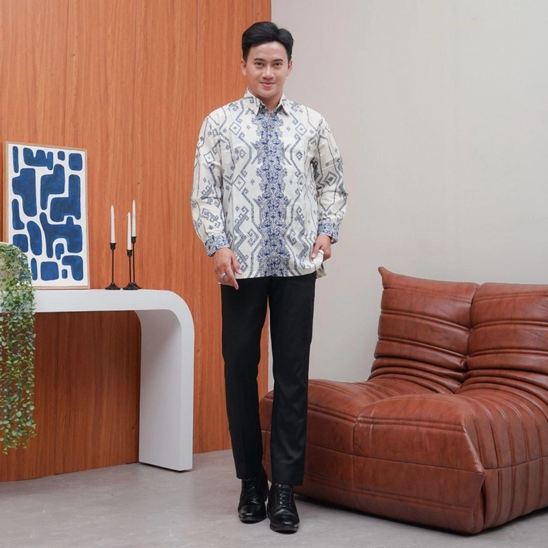 Product image Kois Batik - Batik kembaran tunik dan kemeja model terbaru motif asmat navy L Kemeja