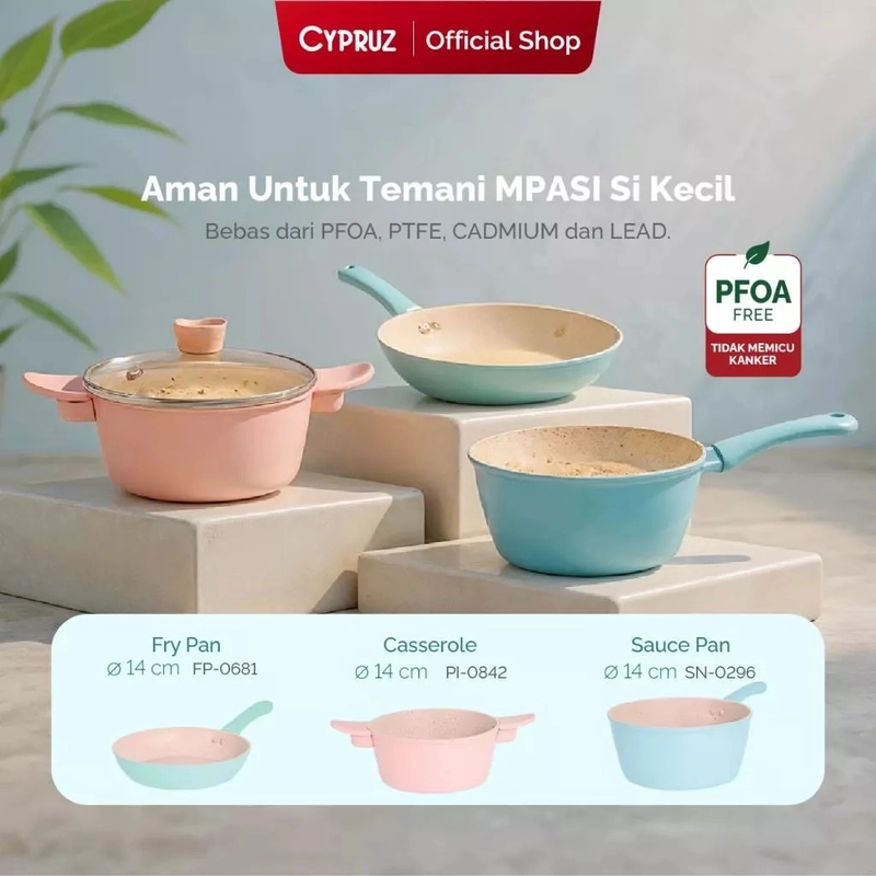 Product image Cypruz Official - Cypruz Colourful Mini Pan Set 4pcs PI-0970 XL PINK HIJAU BIRU