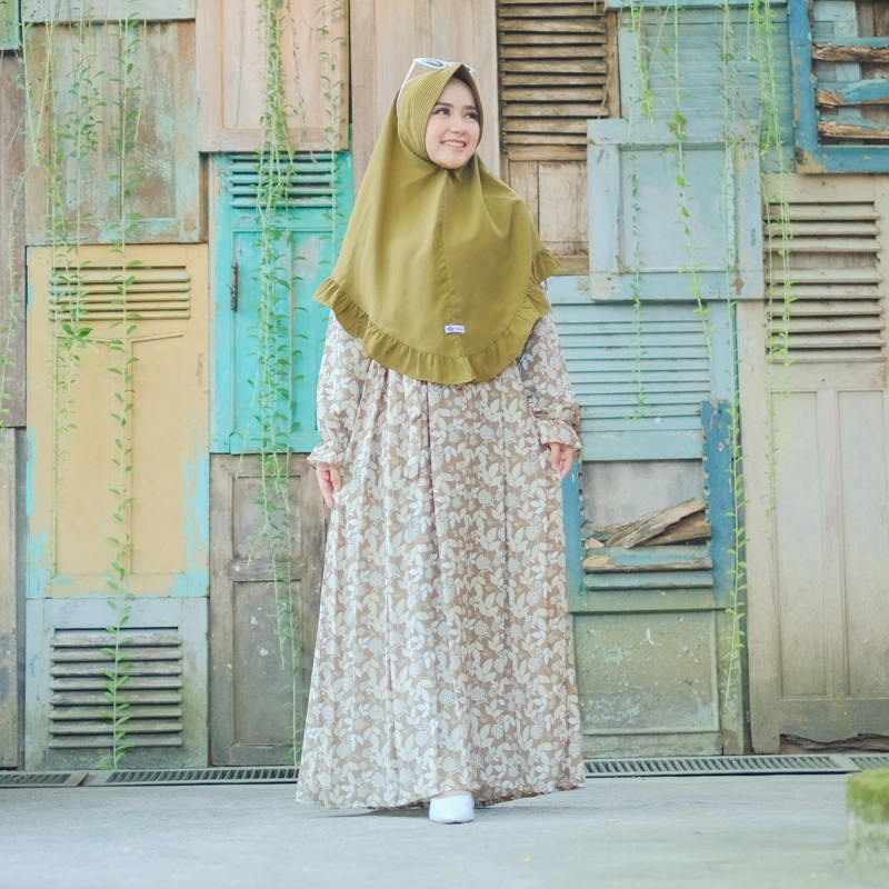 Product image Hazirah id - Jasmine dress gamis motif bunga / gamis jasmin / gamis lucu / gamis simple / gamis syar S gamis saja OLIVE