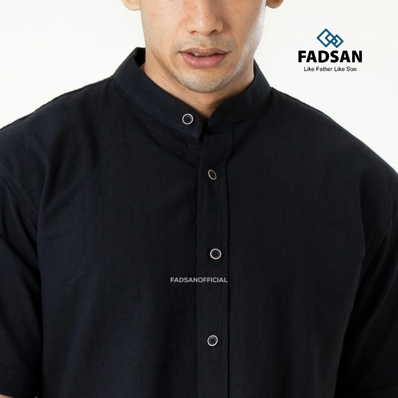 Product image FADSAN - Kemeja Polos Semi Formal Couple Ayah dan Anak Warna Black -Tufy Series SIZE BAYI NO.1 TUFY BLACK
