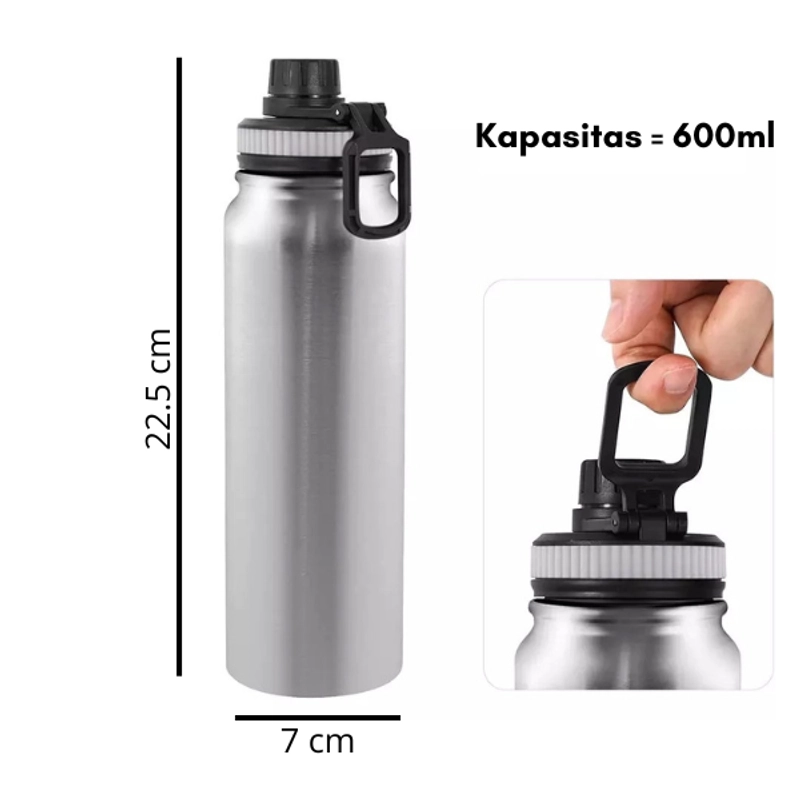 Product image Blooming_Deal - Tumbler Termos Botol Sport Stainless Steel Double Wall 600ml HN93 SILVER