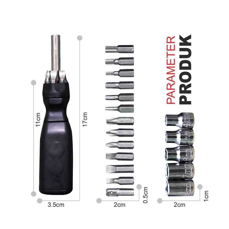 Product image Moveonesia - Obeng Ketok 18in1 OBENG KETOK 18 HITAM