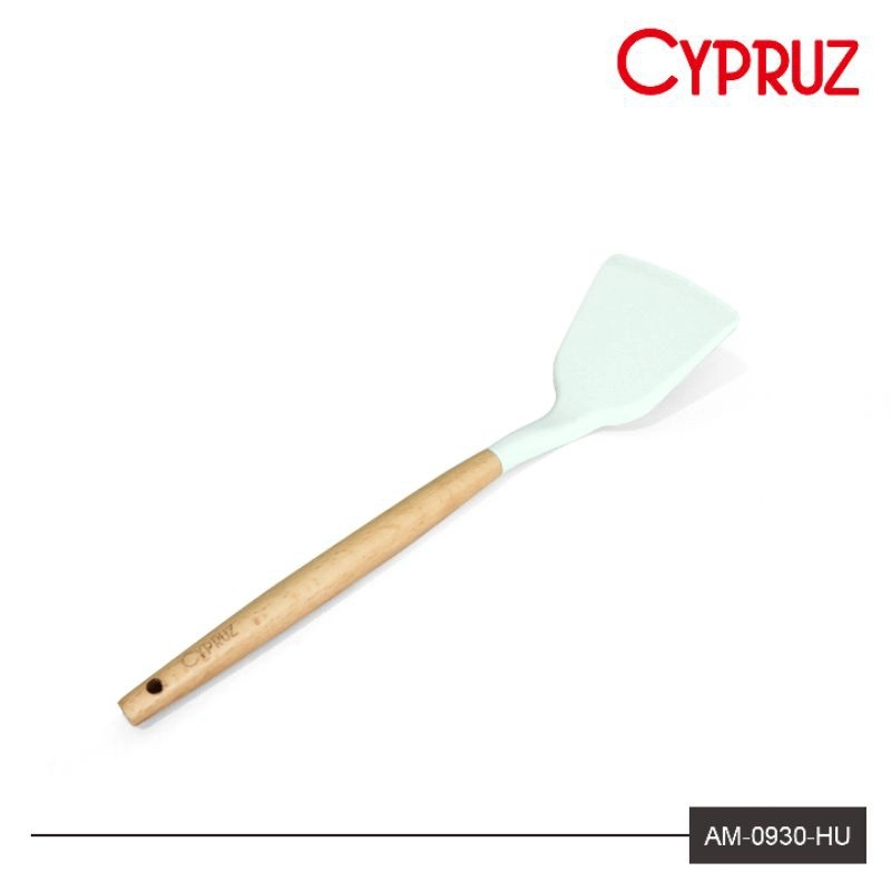 Product image Cypruz - Cypruz Utensil Gagang Kayu Kepala Silicone Turner FULL AM-0930-HU Panjang : 32 cm Warna : Hijau
