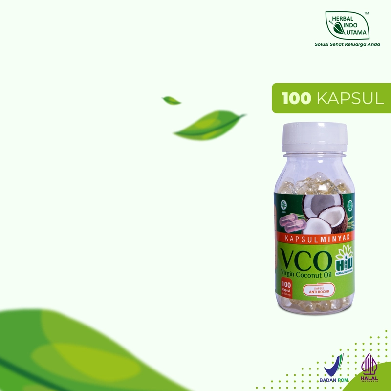 Product image Herbal Indo Utama - Virgin Coconut Oil Kapsul VCO Kapsul Minyak Kelapa Alami isi 100 Kapsul 1 Botol 100 Kapsul Kapsul Minyak