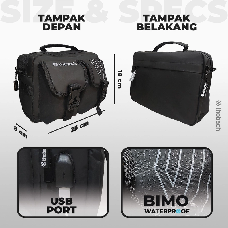 Product image Thobach official - THOBACH Sling Bag Anti Air Waterproof NOCTURNE All Size HITAM