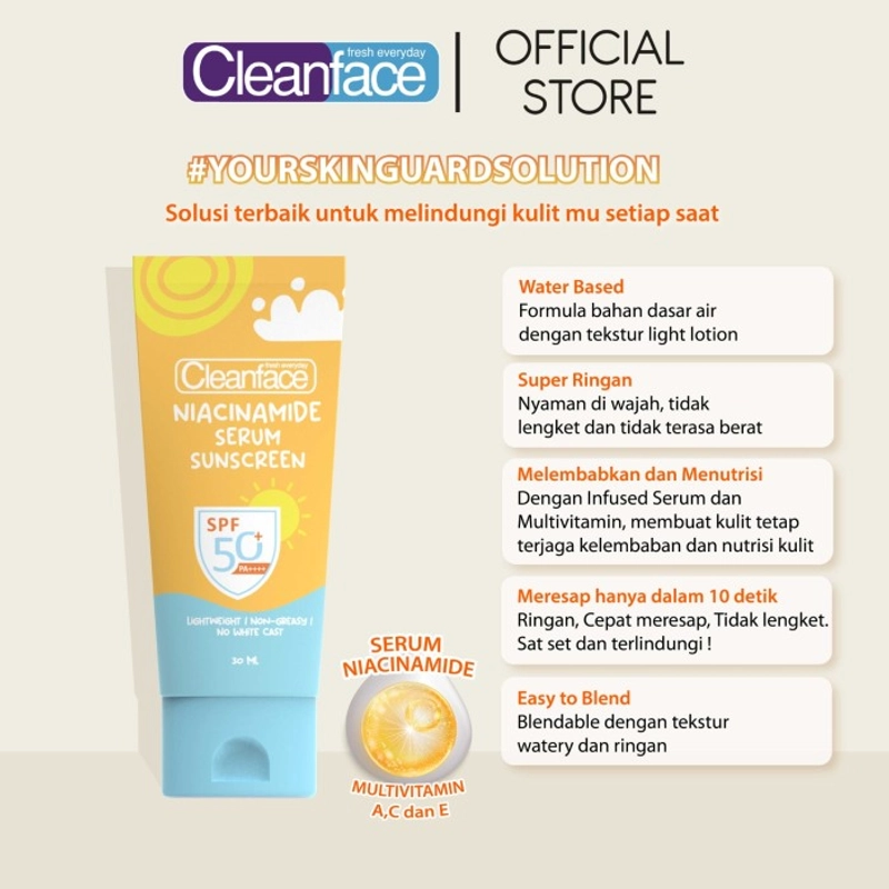 Product image Purbasari - CLEANFACE NIACINAMIDE SERUM SUNSCREEN SPF 50 PA++++ 30ML SPF 50 PA++++