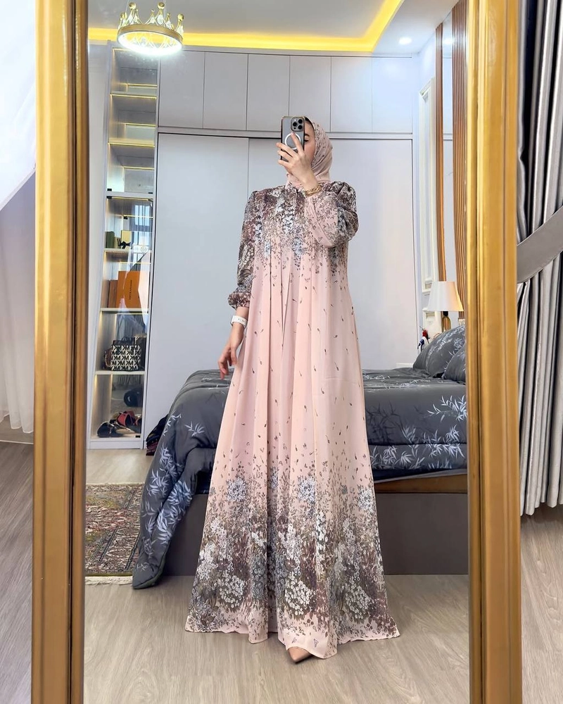 Product image Khisna collection - Gamis set hijab Indira terbestseller dan cantik Allsize Dusty