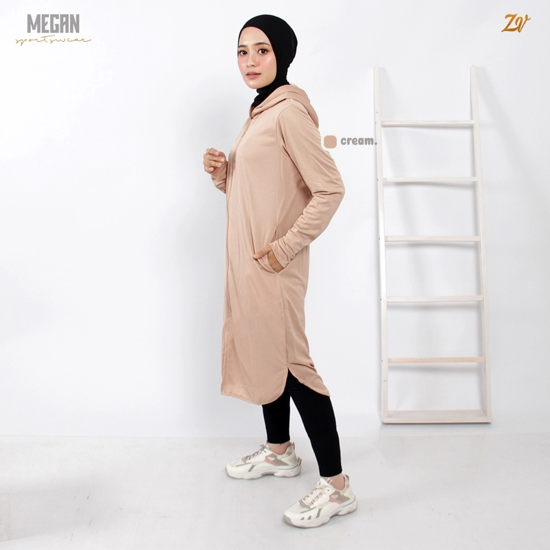 Product image Zaneva Hijab - [GRATIS LEGGING] Megan Sportwear Rompi Tunic Olahraga by Zaneva Tunic + Legging Cream