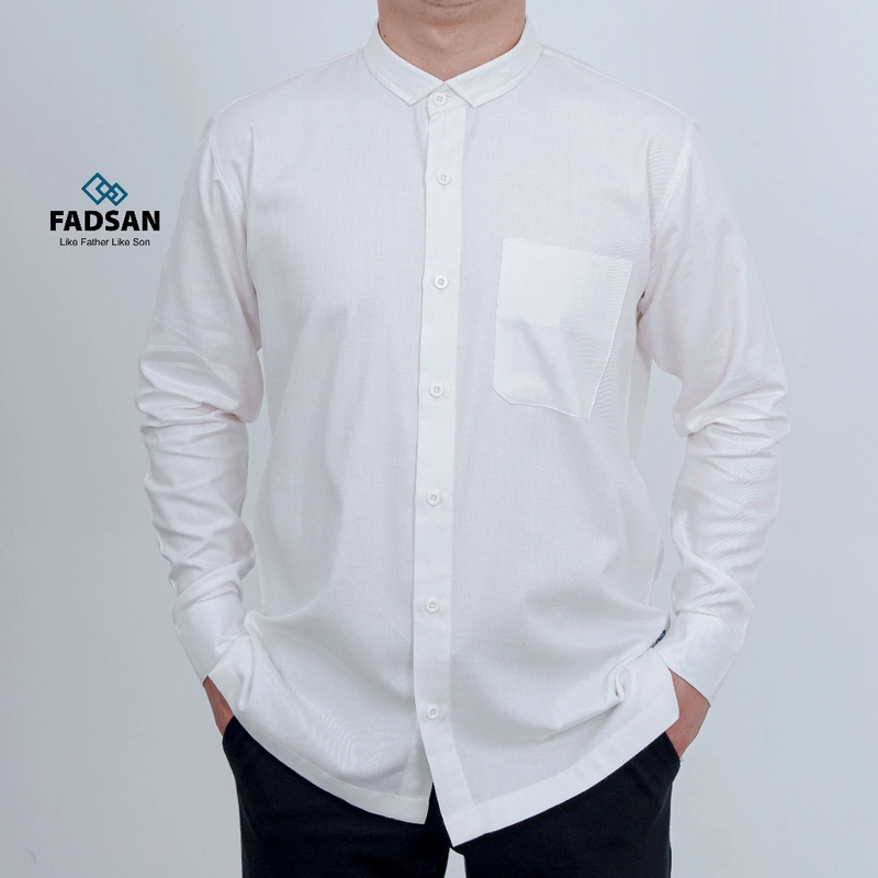 Product image FADSAN - Kemeja Koko Polos Lengan Panjang Ayah dan Anak Warna Bone - Veezy Series SIZE ANAK XS VEEZY BONE
