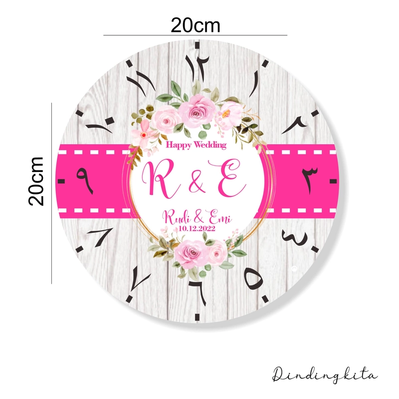 Product image DINDINGKITA - Jam Dinding Kaligrafi Set Custom Dekorasi Dinding Aestetic Pink BL304 20x20cm Pink