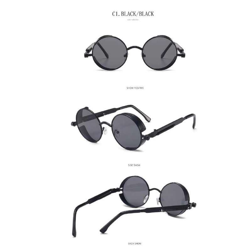 Product image GAWUNG - Kacamata Hitam Vintage Retro Bulat lingkar Wanita Pria KKVRBH dewasa hitam