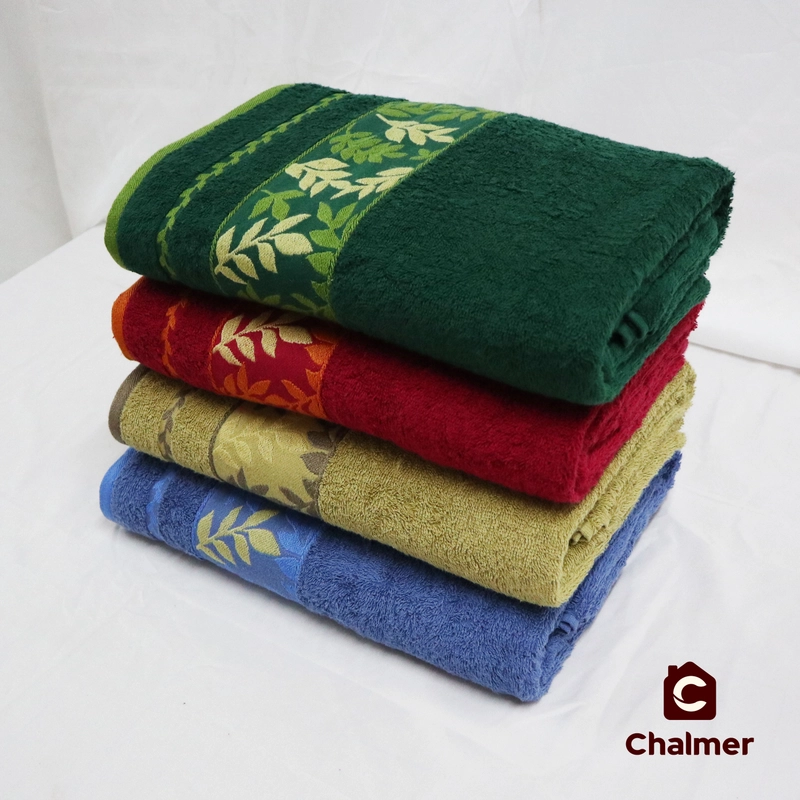Product image Handuk Mandi Chalmer 70x135 Motif Leafy Handuk Mandi Dewasa Ukuran Besar 70 X 135 Cm Marun