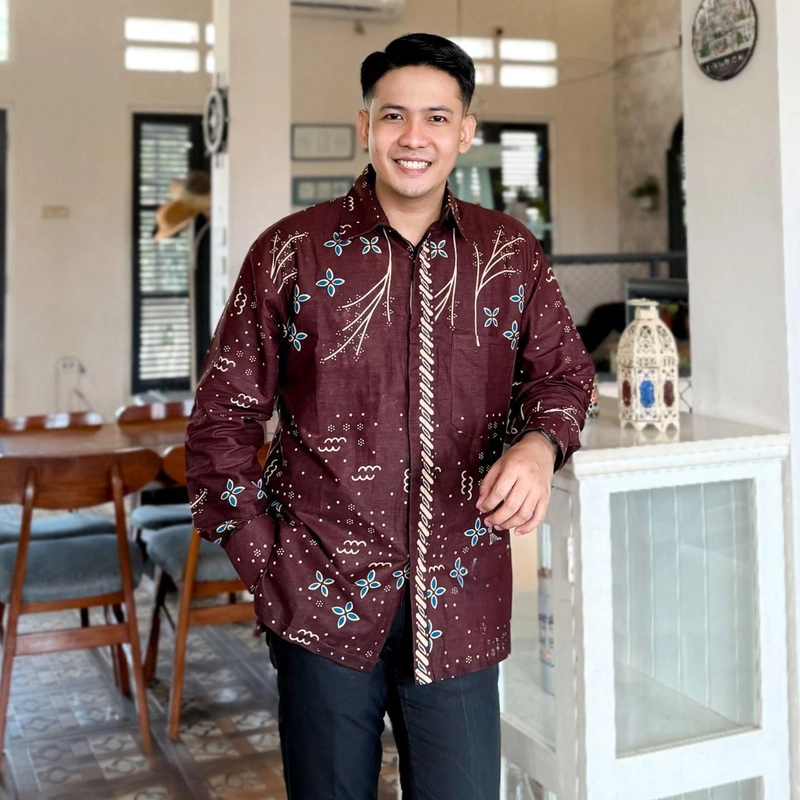 Product image Kois Batik - Atasan Batik Coupel Dapat Dibeli Terpisah Modern Terbaru Motif anjani mahogany M Kemeja anjani mahoga