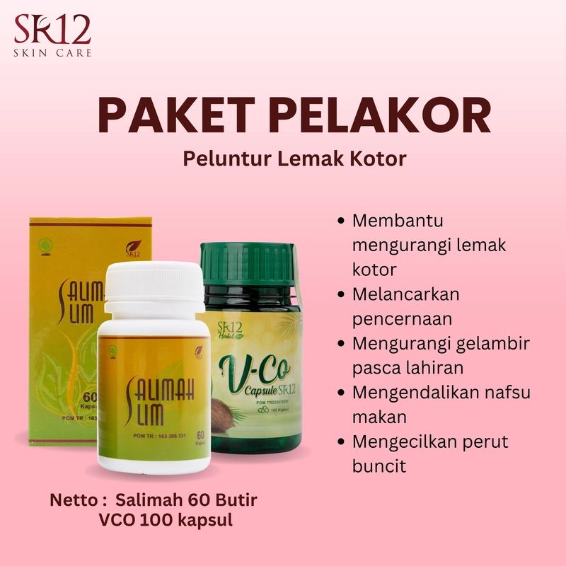 Product image SR12 Paket Pelakor Peluntur Lemak Kotor Salimah Slim Dan VCO 60 ml Salimah+VCo
