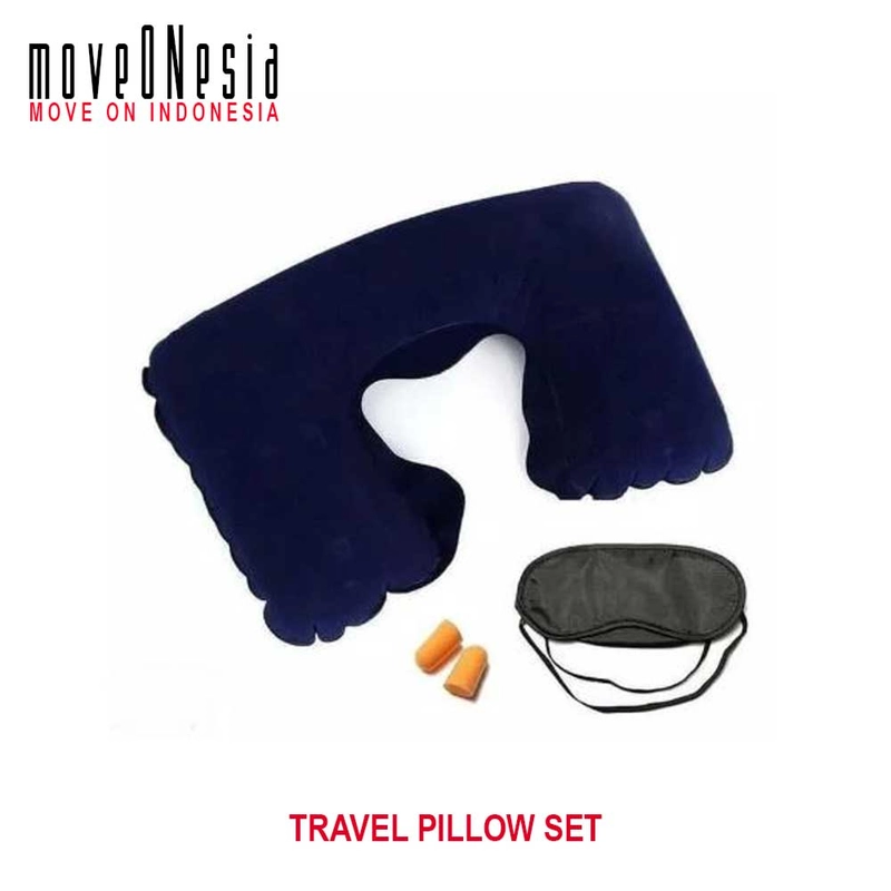 Product image Moveonesia - Travel Pillow Bantal Leher Penutup Mata Telinga Travel Pillow RANDOM