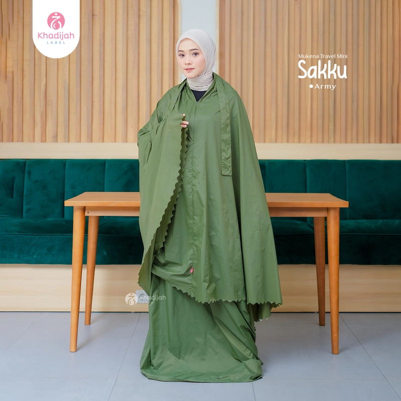 Product image KhadijahLabel - Mukena Travel Mini Mukena Dewasa 3 in 1 Mukena Parasut Sakku Jumbo Army