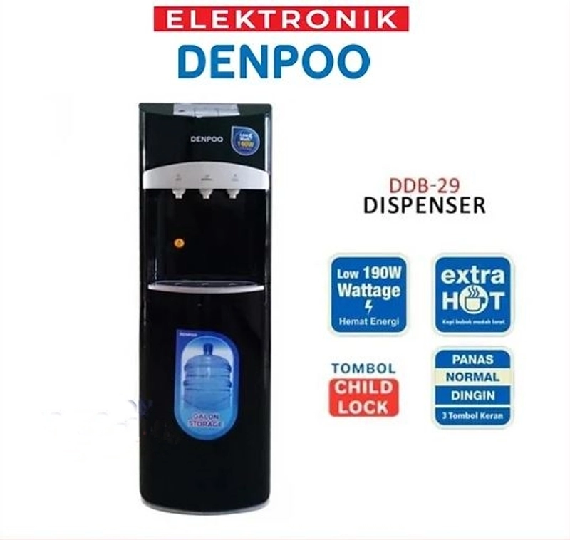 Product image Rizki Electronics - DENPOO DISPENSER DDB 29 GALON BAWAH DDB 29 GALON BAWAH hitam
