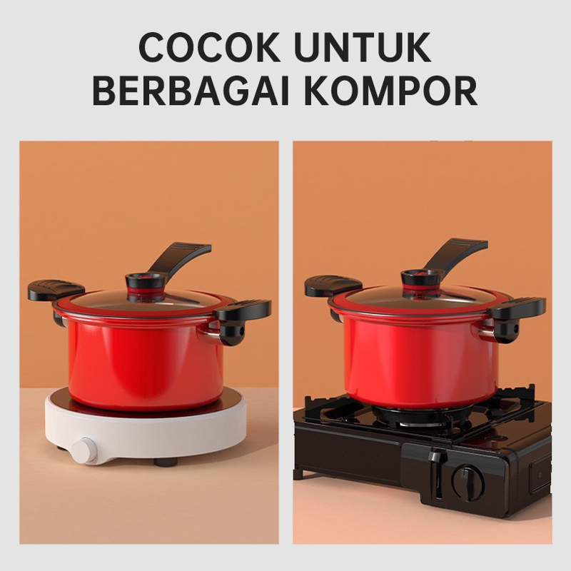 Product image Blooming Deal - Panci Presto Teflon Micro Pressure Cooker Pot Anti Lengket 3500 ml PRESTO MERAH