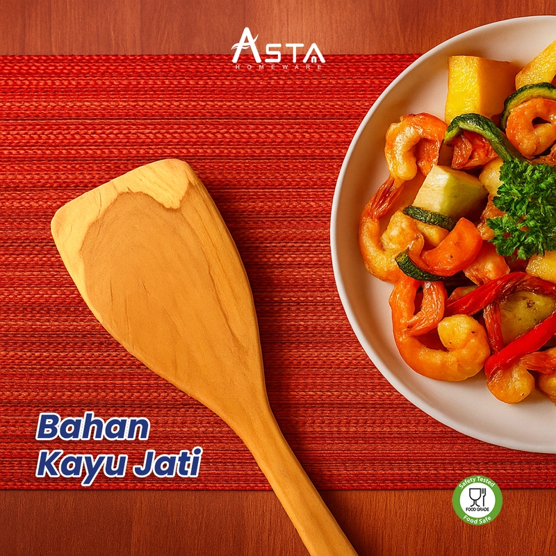 Product image Asta Homeware Official - Asta Spatula Kayu Jati Sodet / Sutil Goreng Gagang Panjang Anti Panas 40 cm Size Spatula Jati