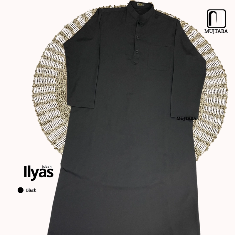 Product image Arrikza - JUBAH ILYAS POLOS DEWASA M BLACK
