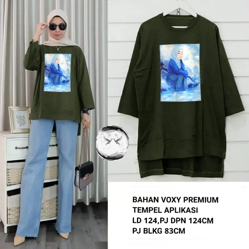 Product image astro - atasan oversize wanita GEIFH realpict L fit to XL army