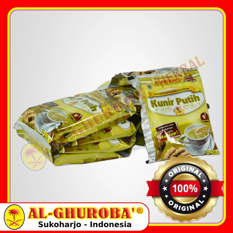 Product image Al-Ghuroba Herbal - Kunir Putih Instan Herbal Demam - Mual- Asma- Nyeri Haid- Kanker Renteng 10 Sachet Al-Ghuroba Sachet Original
