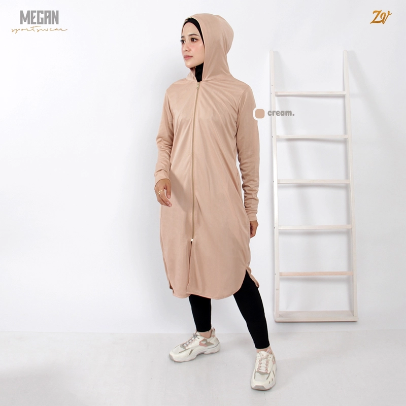 Product image Zaneva Hijab - [GRATIS LEGGING] Megan Sportwear Rompi Tunic Olahraga by Zaneva Tunic + Legging Cream