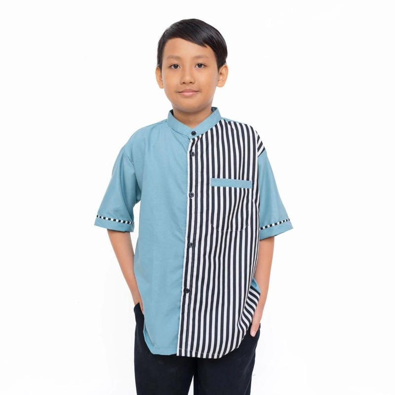 Product image Kois Batik - Baju koko muslim pria coupel kembaran ayah dan anak terbaru motif zebra M anak biru muda