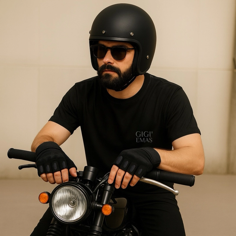 Product image GAWUNG - Sarung Tangan Motor Vintage Custom Culture Half Finger Gloves Biker Touring Sunmori SATHIFU dewasa hitam