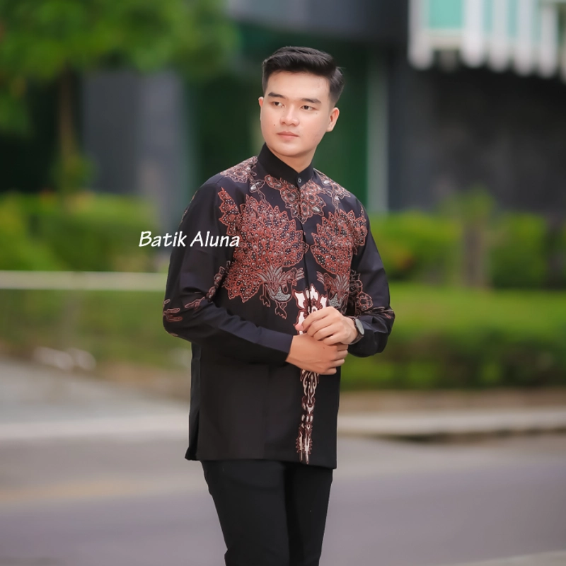 Product image MB2 Kemeja koko kurta pria dewasa batik pria lengan panjang baju taqwa cowok full furing free masker M Batik