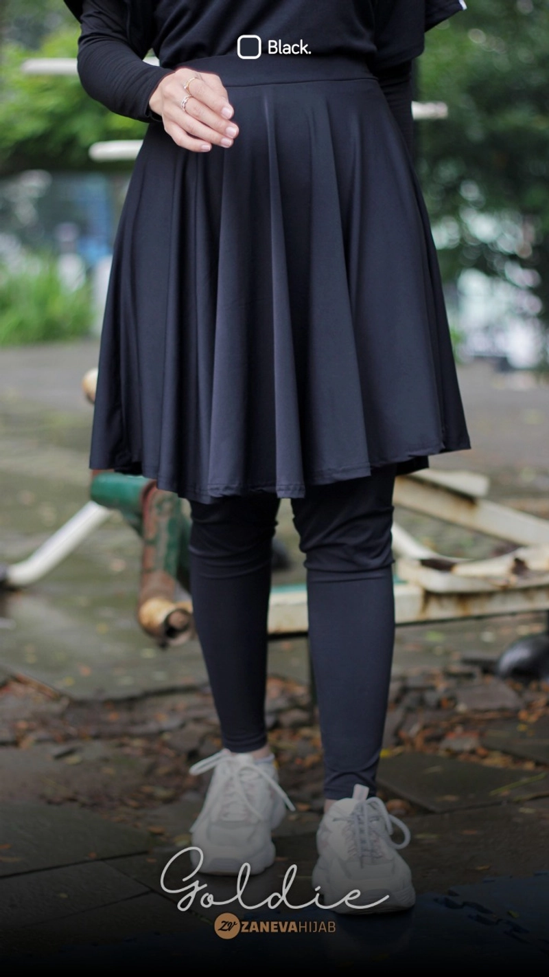 Product image Zaneva Hijab - Zaneva - Goldie Legging rok Sporty Jersey by Zaneva Standar Hitam
