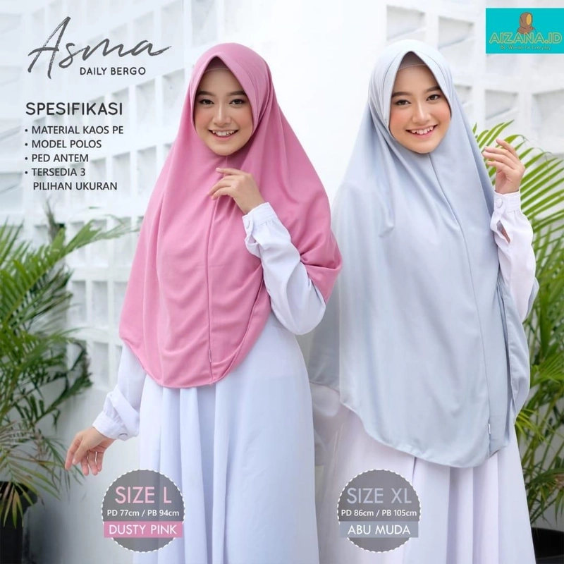 Product image AIZANA MOSLEM FASHION - Bergo Pad Asma Jilbab dengan Topi Pad Adem Nyaman Murah L abu muda