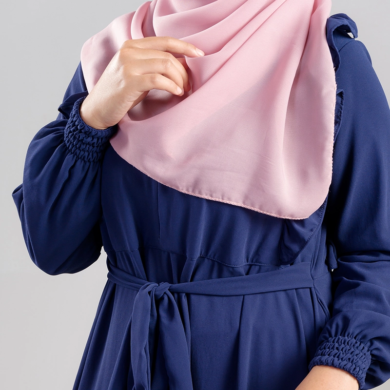 Product image MOSCOU - Baju Busana Dress Gamis Wanita Muslim Muslimah Syari Syar'I Remaja Ibu Busui Dewasa Simple Simpel Elegan Casual Pesta Kondangan Lebaran Terbaru Kekinian Ceruty Ceruti Babydoll Premium Full Furing Hyget Adem Lembut Polos Series M Navy