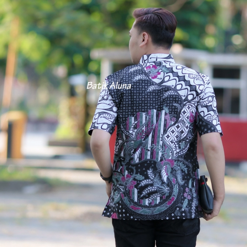 Product image Baju batik pria lengan pendek lapis furing katun premium free masker pd002 S BATIK