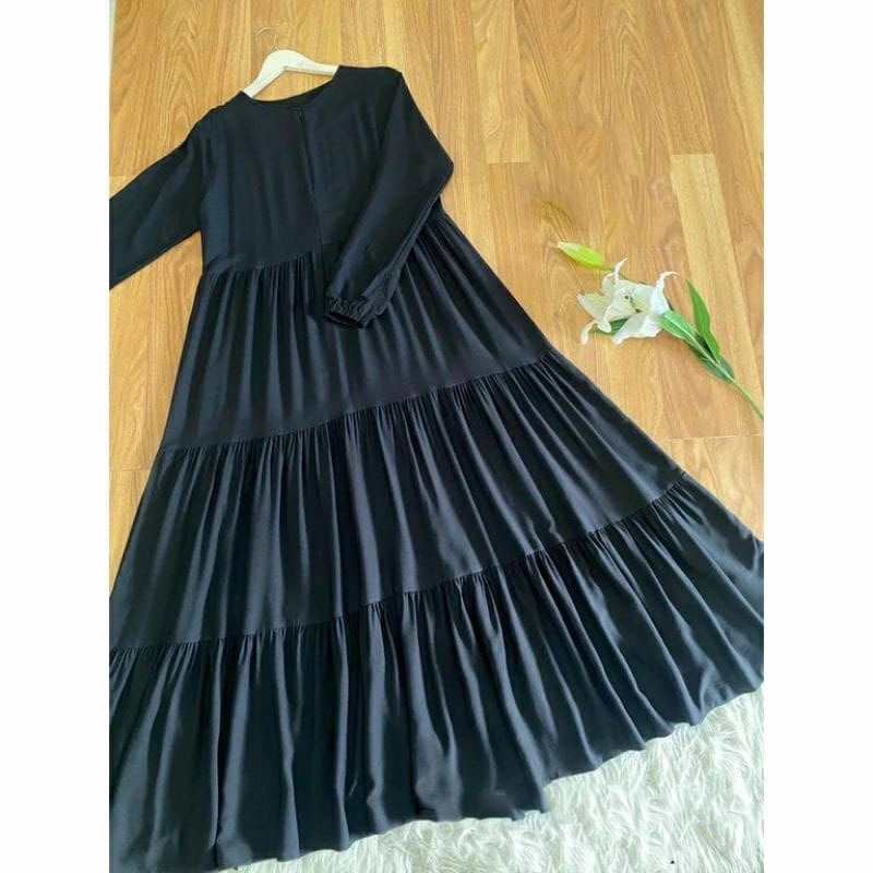 Product image MEQA DAILY - MEGA DAILY Gamis Hexa Dress Wanita All Size Hitam
