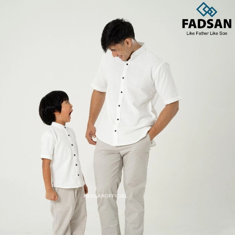 Product image FADSAN - Kemeja Ayah dan Anak Polos Lengan Pendek Warna Broken White - Tufy Series SIZE BAYI NO.1 TUFY BROKEN WHITE