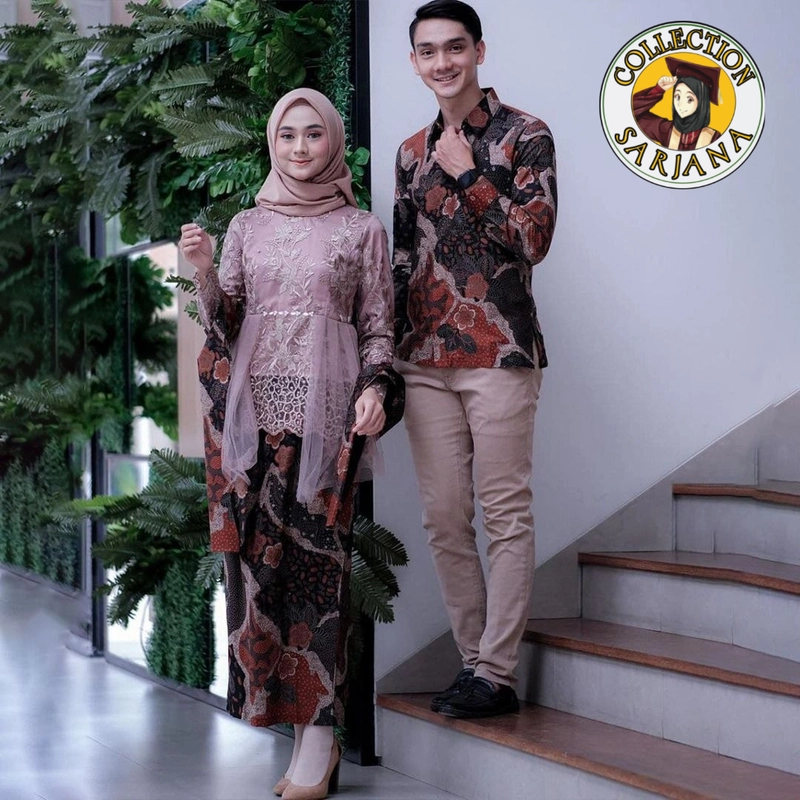 Product image COLLECTION SARJANA - TERBARU - Batik Couple Gina - FREE SELENDANG - Kebaya Brokat Tille Mutiara Keba Kemeja M Gina