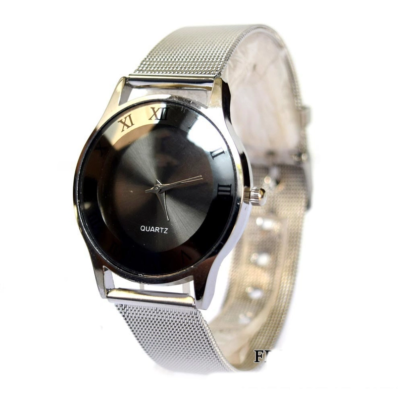 Product image Lanc Fashion - jam Crome Stainless Pasir Soft Kasual Shine 35 MM WARNA HITAM